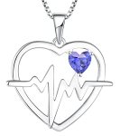 Yl Heart Necklace For Women 925 Sterling Silver Heartbeat Pendant Created Tanzanite Jewelry Gift
