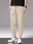 Men's Loose Fit Tapered Leg Pants Men's Stylish Comfy Solid Color Pants Breathable & Quick Dry
