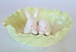 Green & White Cabbage Bowl With Rabbits 17X31CM