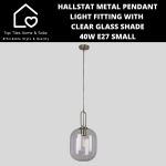 Hallstat Metal Pendant Light Fitting With Clear Glass Shade - 40W E27 Small