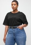 Edit Lace Trim Detail Tee Plus - Black