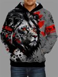 Lion 3D Print Hoodies For Men Graphic Hoodie With Kangaroo Pocket Comfy Loose Trendy Hooded Pullover Mens Clothing For Autumn