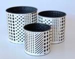 Black Geometric Metal Bin