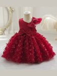 Sweet Butterfly Appliques Bow A-line Gown Dress For Girls Party Birthday Banquet Pageant Dresses Girls Occasion Wear
