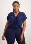 Ruche Detail Active Top - Navy - XL