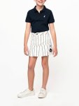 Polo Girls Shani Striped Pleated Skirt In Off White - Off White 9 To 10