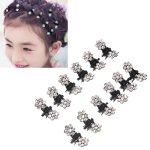 12 Pcs Crystal Rhinestone Flower Hair Claw Hairpins Hair Accessories Children Small Catch Clip White