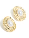 Goldair Gold Plated Pearl Molten Oval Earrings
