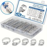 50PCS Stainless Steel Hose Clamp Set - Easy-tighten Worm Gear 1 4" To 1-1 8" Perfect For Plumbing & Auto Applications