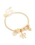 Goldair Gold Bow & Heart Diamante Charm Bracelet