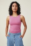 Cotton On Nadia Wide Neck Gathered Tank - Vibrant Mauve