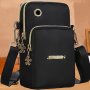 Jingpin Black MINI Crossbody Phone Bag With Adjustable Shoulder Strap And Golden Charm