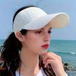 Women's Simple Solid Color Breathable Empty Top Hat Soft Sun Protection Outdoor Travel Cap