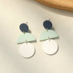 Light Color Round Shape Dangle Earrings Polymer Clay Texture Bohemian Simple Style Light Weight Adorable Gift For Women