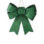 Plastic Glitter Bow 11.5X10.5X2.5CM - Green
