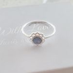 Kiki 925 Sterling Silver Swarovski Blue Sn Opal Flower Ring - Size 6