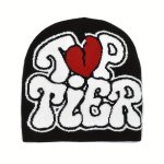 Trendy Letter Jacquard Y2K Beanie Color Block Hip Hop Knit Hats Elastic Skull Cap Casual Warm Beanies For Women Men
