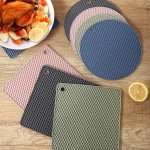 1PC Placemat High Temperature Resistant Silicone Honeycomb Heat Insulation Table Pad Solid Color Cup Mat Square Round Pot Mat No