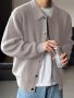 Men's Solid Loose Knitted Cardigan Casual Mid Stretch Button Up Breathable Long Sleeve Lapel Top For Outdoor Activities