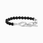 Bracelet - Silver With Onyx Beads And White Zirconia