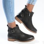 Elizabeth Leather Side Strap Ankle Boot - Black - 9