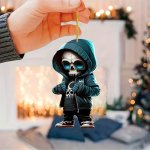 Festive 2D Acrylic Flat Hanging Skeleton Keychain - 8CM 3.15IN - Perfect For Christmas Decorations