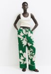 Wide Pull-on Trousers - Green & Cream Floral