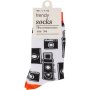 Clicks Trendy Socks Orange & White With Camera 3-6