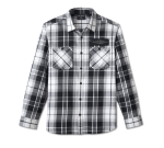 Men’s Stacked Bar & Shield Long Sleeve Plaid Shirt – Plaid – Harley Black & Cloud Dancer