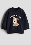 Motif-detail Sweatshirt - Navy Blue Cute Club