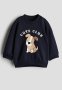 Motif-detail Sweatshirt - Navy Blue Cute Club