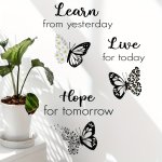 1PC Black And White Butterfly English Phrase Inspirational Wall Sticker For Any Combination Cartoon Painting Butterfly Pvc Wall