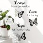 1pc Black And White Butterfly English Phrase Inspirational Wall Sticker For Any Combination Cartoon Painting Butterfly PVC Wall Sticker For Home Living Room Bedroom
