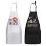 Set Of 2 Kitchen Aprons Couple Black/white