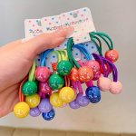 7PCS Colorful Balls Decorative Hair Ties Non Slip Ponytail Holders For Girls