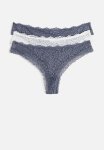 3-PACK Lace Brazilian Briefs - Blue & White