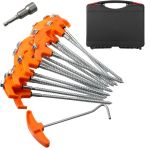 16 Piece Stakes Glow In The Dark Tent Peg Set With Carry Case - Black