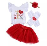 My First Valentine’s Day Romper With Tutu Leg Warmers And Headband