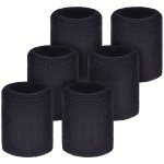 6 Pcs Men's Stylish Solid Athletic Wrist Sweatbands Absorbent Cotton No Battery Required