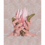 Wingback Printed Fabric Protea Hands