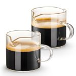 Espresso Cups Set Of 2 4 Oz Double Spouts Cups Shot Glasses Milk Cup With Handle Clear Glass Espresso Accessories For Machine Sm