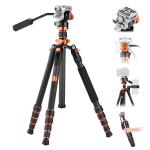 K&f Concept Omni Series 1.7M Lightweight Carbon Fibre Tripod Hydraulic Video Head & Monopod Conversion O255C4