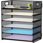 Marbrasse 6 Tier Paper Organizer Letter Tray - Mesh Desk File Organizer With Handle Paper Sorter Organizer For LETTER A4 Office