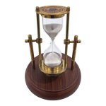 Hourglass And Compass Timer Wood Base 16CM