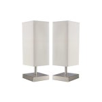 Twin Set Satin Chrome Table Lamp With Beige Shade TL196