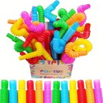 8 12PCS Pop Tubes Sensory Toys Perfect For Developing Fine Motor Skills And Preschool Boys & Girls Christmas And Halloween Gift
