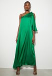 Cold Shoulder Detail Asym Kaftan Dress - Green
