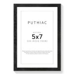 Puthiac 5X7 Solid Oak Wood Picture Frame Fits 4X6 With Mat Or 5X7 Without Mat Wall Or Tabletop Display With Stand Vertical Or Ho