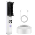 Cordless Hair Straightener Brush Portable Straightening Comb For Travel Hot Brush Hair Straightener For Women USB Rechargeable A