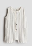 Cotton Romper Suit - White Striped